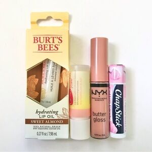 ⭐️ 3/$25 Burt’s Bees, Carmex, Chapstick, NYX Lip Gloss, Balm, Moisturizer Bundle